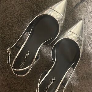 Calvin Klein Metallic Silver slingback